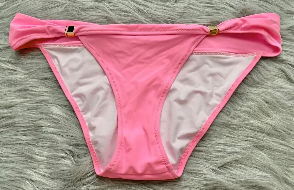 Victoria's Secret Pink w/ Gold Hardware Cheeky Swim Bikini Bottom NWOT XL